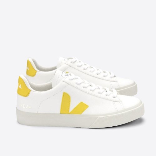 Veja Campo Chromefree Mens Trainers White/Yellow UK 86998